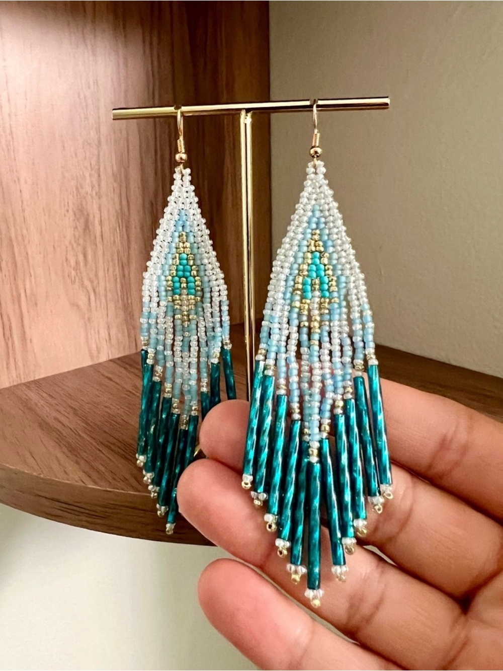 Gorgeous Mermaid Colored Beaded Earrings